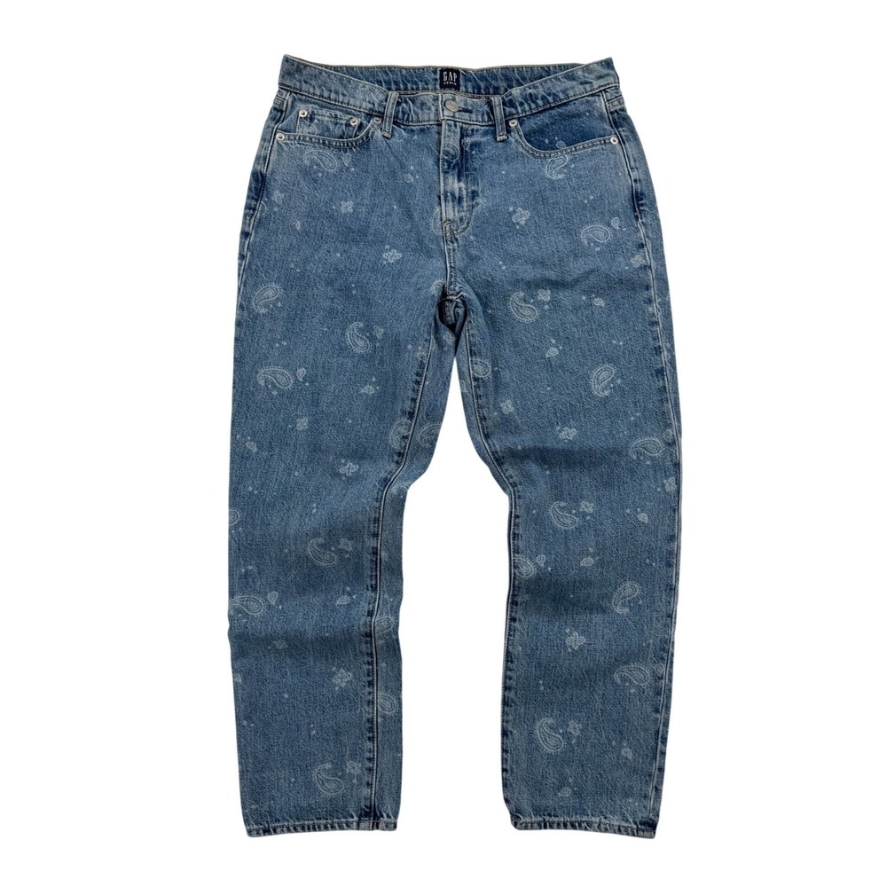 GAP Blue Paisley-Print Boyfriend Jeans